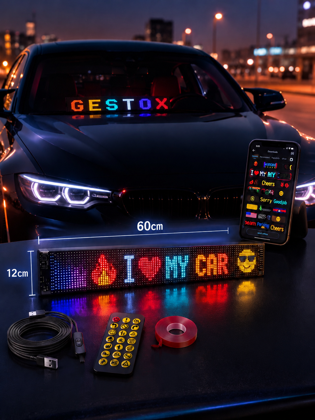 GestoX - LED panel na sklo auta